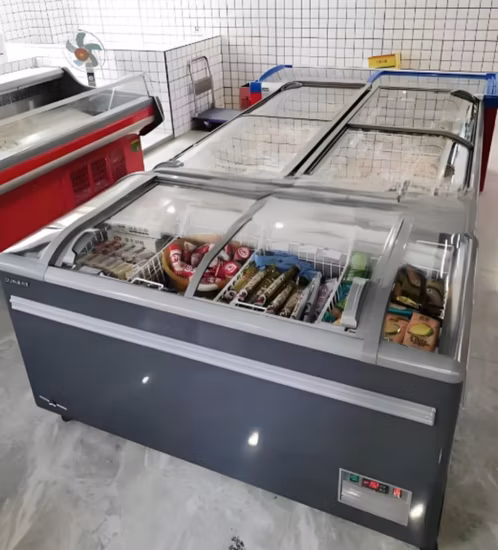 Supermarkt-Kühlschrank, kommerzielle Kombination, Inselschrank, Tiefkühltruhe, Insel-Gefrierschrank