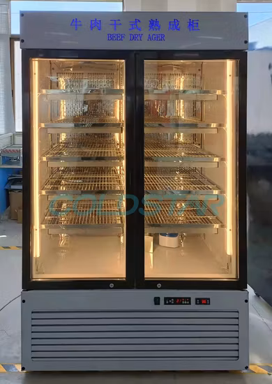Kommerzieller vertikaler Doppeltür-Fleisch-Trockenreifungskühlschrank